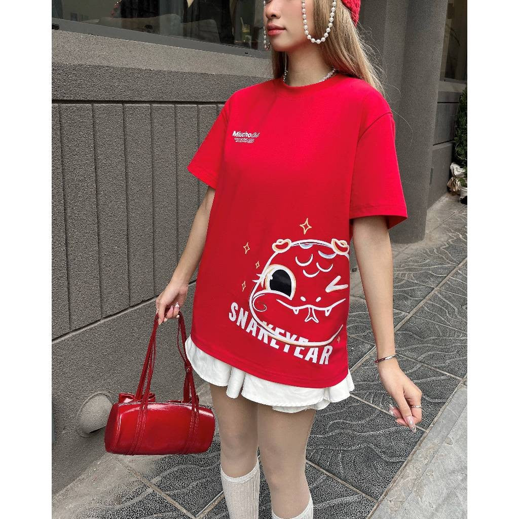 Áo thun tết form rộng cổ tròn chất vải cotton 2c co giãn thoáng mát ATD1745 Miucho in mix