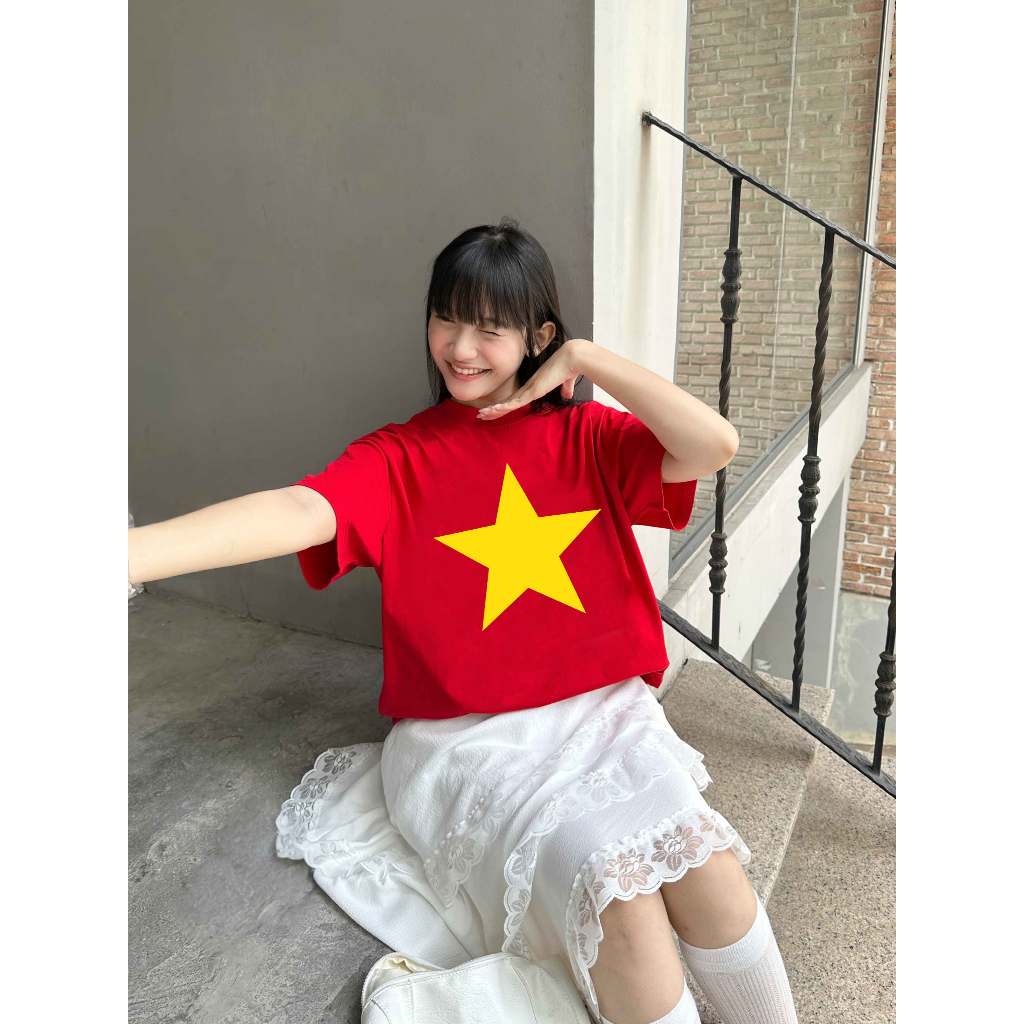 Áo thun Việt Nam cờ đỏ sao vàng AXD2464 Miucho vải cotton co giãn thoáng mát cổ tròn basic
